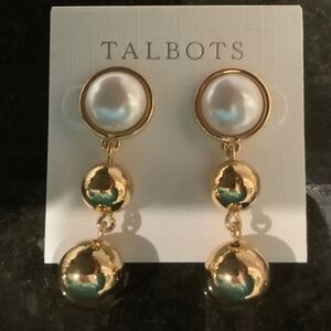 Gold Bauble Drop Earrings Pierced